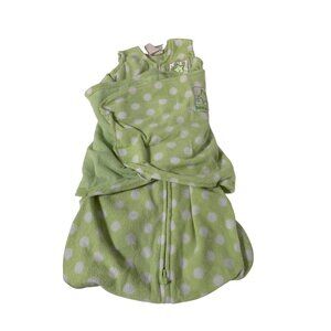 Halo Sleepsack Swaddle Blanket Fleece Green Polka Dot Zip up Sleeveless Newborn